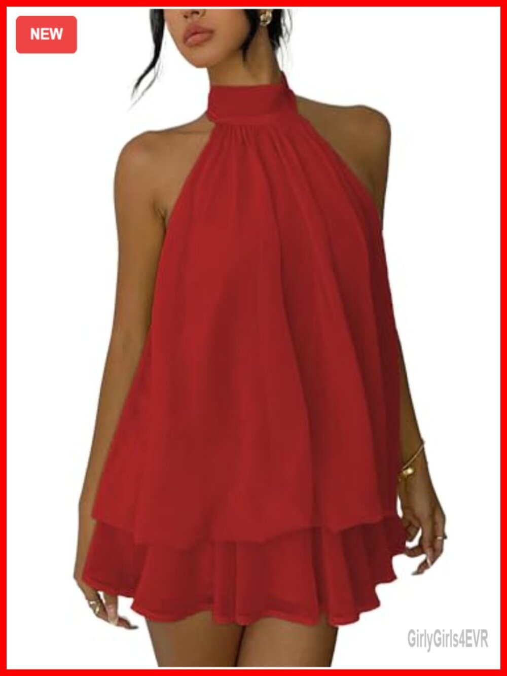 Sleeveless Halter Neck Bubble Mini Dress